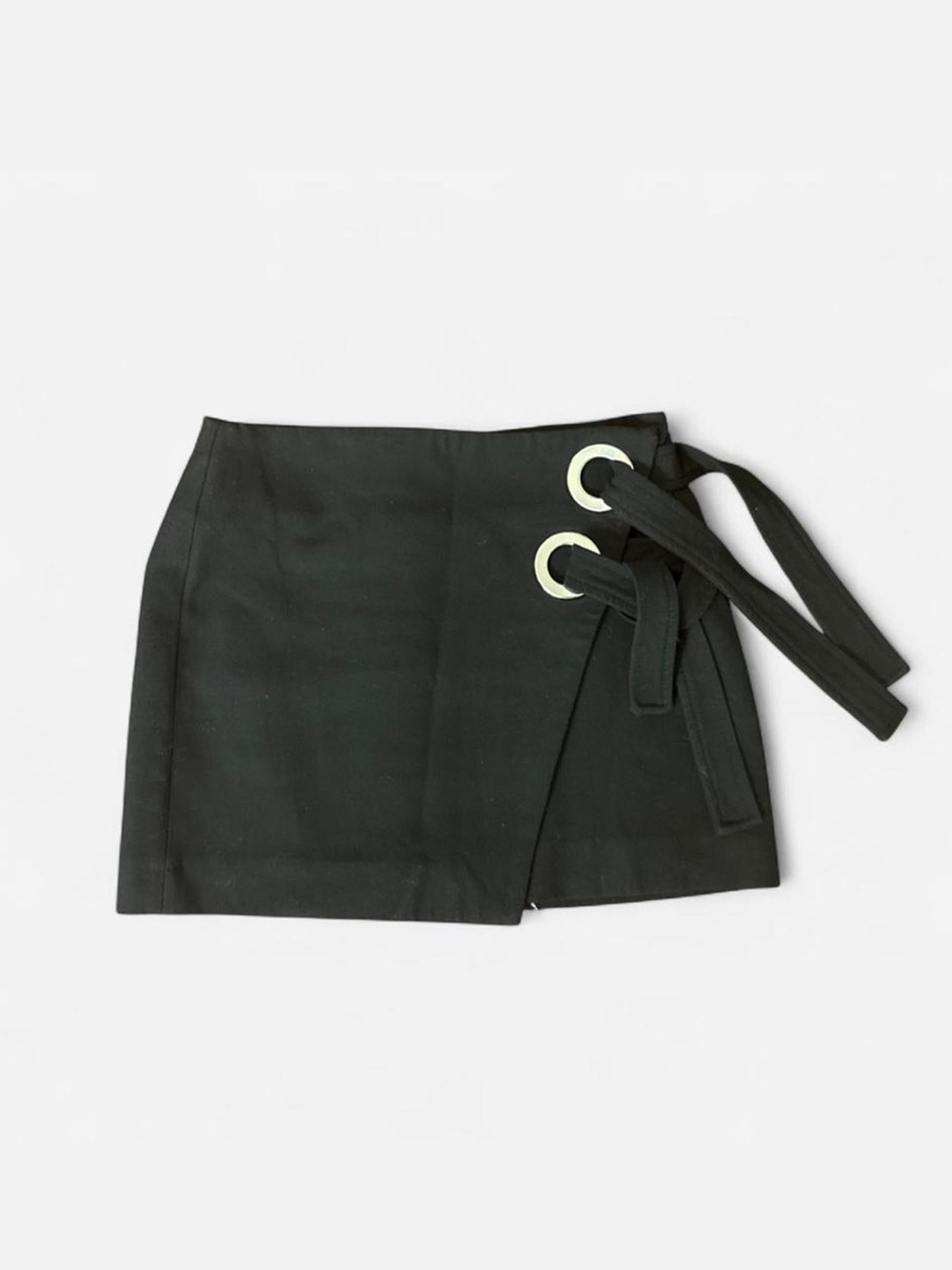 Zara Black Mini Wrap Skirt with Tie